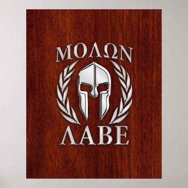 Affiche Molon Labe Spartan Warris Laurels Chro Wood Print (Devant)