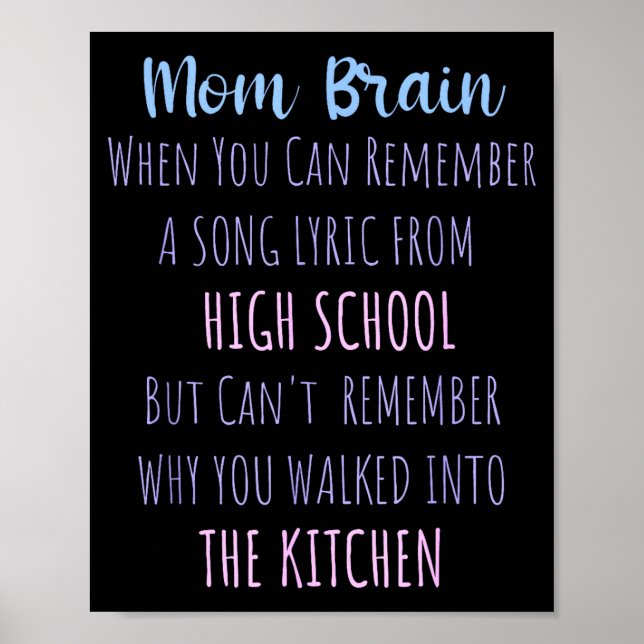 Affiche Mom Brain Funny Definition Quote Sarcasm Women Mot (Devant)