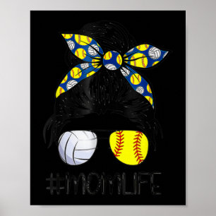 Affiche Mom Life Softball Volleyball Mom Mother's Day Mess
