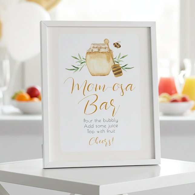 Affiche Mom-osa Bar Honey Bee Baby Shower Table Sign (Créateur téléchargé)