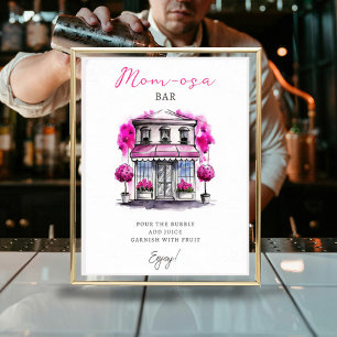 Affiche Mom-osa Bonjour Bebe Paris Baby shower rose frança
