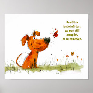 Affiche Moment de chien et de papillon de bande dessinée à