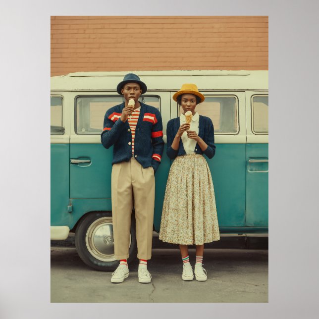 Affiche Moment de crème glacée de style vintage (Devant)