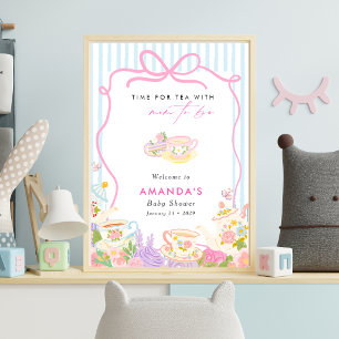 Affiche Moment du thé Théières et tasses shower bébé