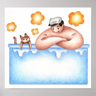 Affiche Moment heureux du bain.