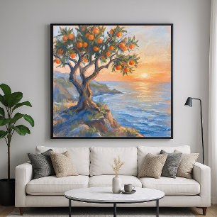 Affiche Moment Orange - Scène de style impressionniste pas