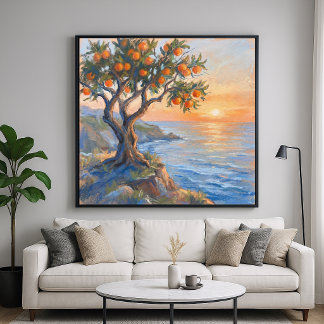 Affiche Moment Orange - Scène de style impressionniste pas