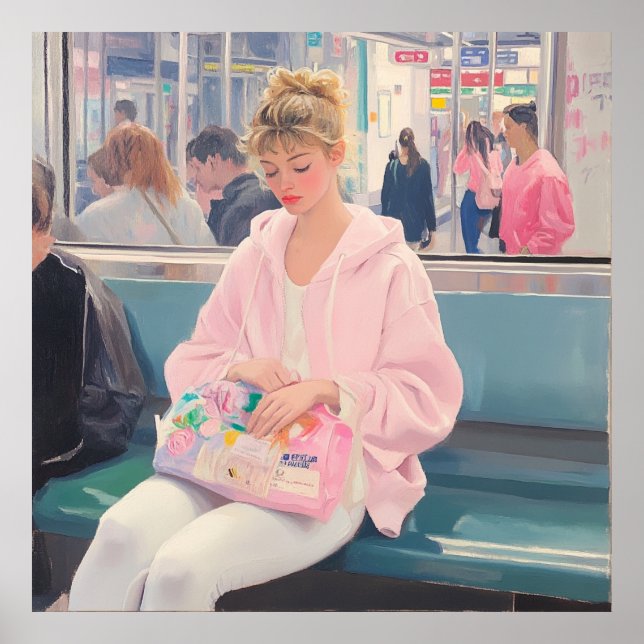 Affiche Moments tranquilles en transit : Soft Pastel Urban (Devant)