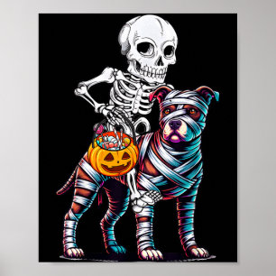 Affiche Momie à cheval sur un squelette Chien Pitbull Hall