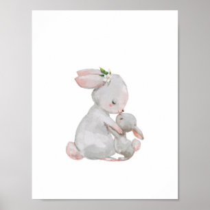 Affiche Mommy Baby Bunny Snuggle art print