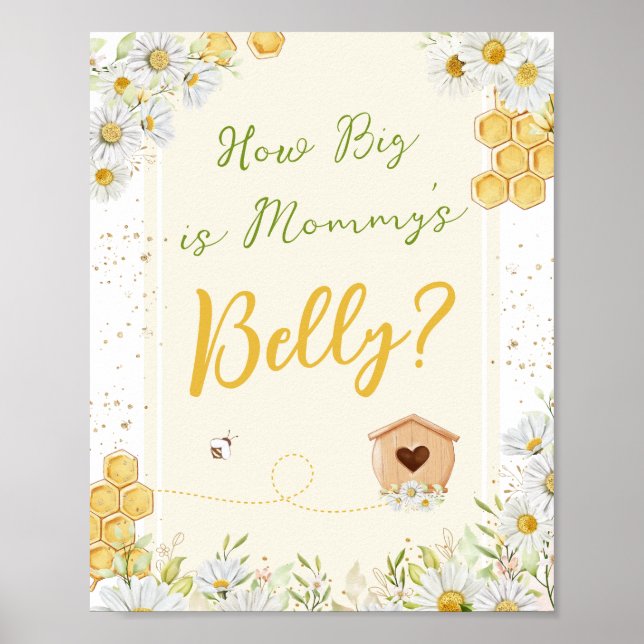 Affiche Mommy Belly Devinant Jeu Bumblebee Baby shower (Devant)
