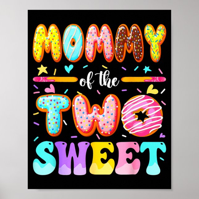 Affiche Mommy Of The Two Sweet Donut 2nd Birthday Girl  (Devant)
