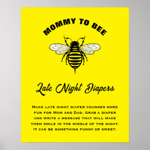 Affiche Mommy To Bee Baby shower Tendance Diapeurs De Nuit