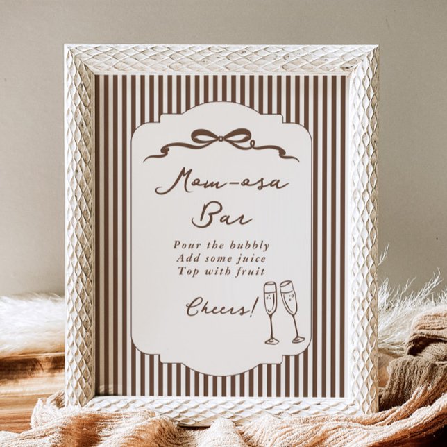 Affiche Momosa bar Bebe Cafe brown stripes Baby Shower (Créateur téléchargé)