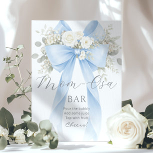 Affiche Momosa Bar Blue Bow Floral Bubbly Bar