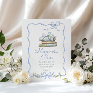 Affiche Momosa Bar Nouveau chapitre Baby shower bleu à nœu