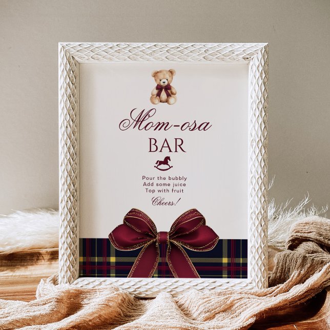 Affiche Momosa bar Red Bow Teddy Bear Plaid (Créateur téléchargé)