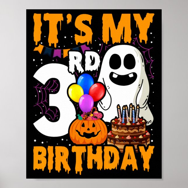 Affiche Mon 3e anniversaire Fantôme Citrouille Halloween P (Devant)