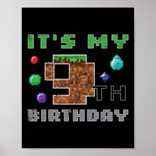 Affiche Mon 9e anniversaire Pixel 9 Gamer Vidéo Jeux Garço