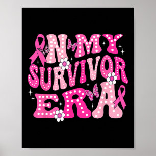 Affiche Mon âge de survivant rose Super Retro Cancer du se