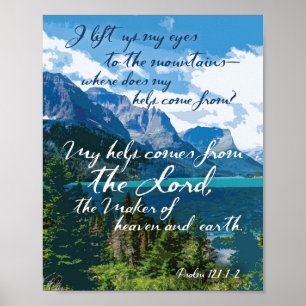 Affiche Mon aide vient du Lord Psalm 121 Mountain Art