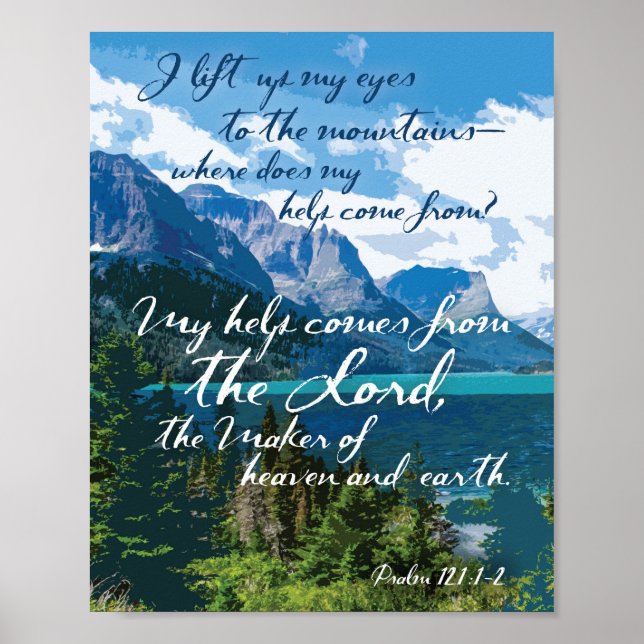 Affiche Mon aide vient du Lord Psalm 121 Mountain Art (Devant)