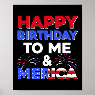 Affiche Mon anniversaire Juillet 4 Fête de l'Indépendance 