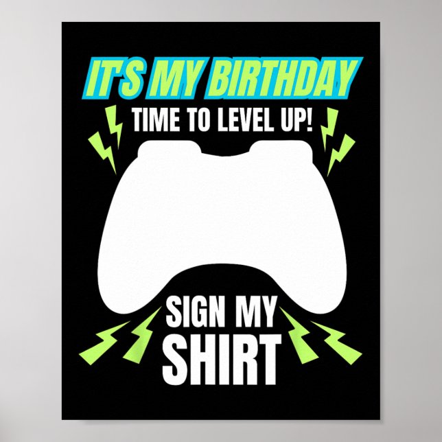Affiche Mon anniversaire Signer Mon Tee Vidéo Jeu Annivers (Devant)