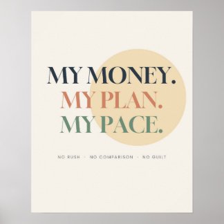Affiche Mon argent mon plan mon rythme Typographie calme