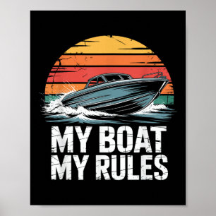 Affiche Mon Bateau Mes Règles Rétro Navigateur Bateau À Mo