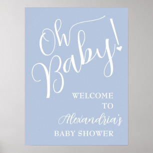 Affiche Mon bébé ! Baby shower garçon Accueil bleu