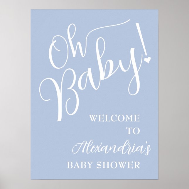 Affiche Mon bébé ! Baby shower garçon Accueil bleu (Devant)