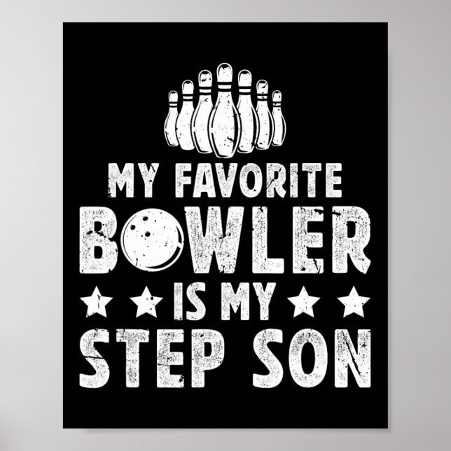 Affiche Mon Bowler Favori Stepdad Bowling Step-papa D'Un B (Devant)