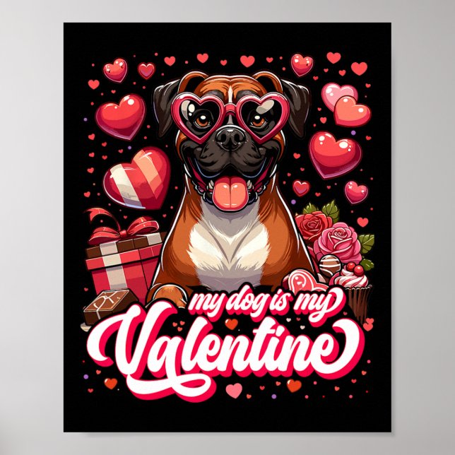 Affiche Mon Boxer Est Mon Animal De Compagnie Valentine Te (Devant)