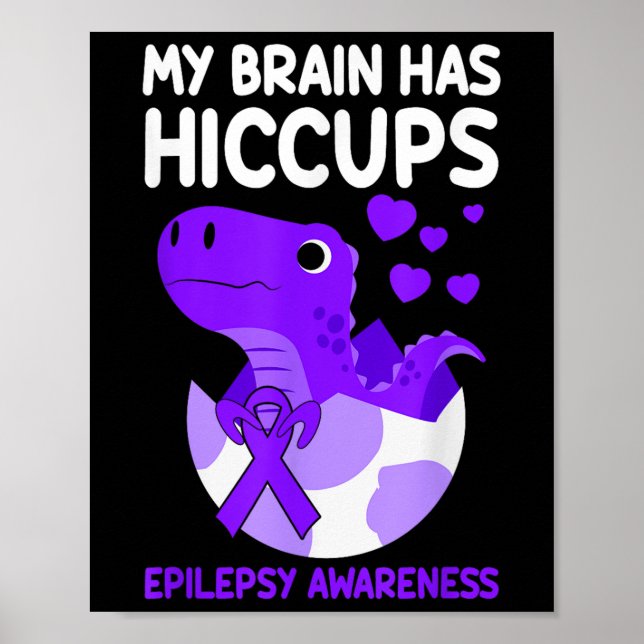 Affiche Mon Cerveau A Hictasses Purple Ribbon Epilepsie (Devant)