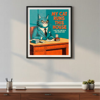 Affiche Mon Chat Fait Fonctionner Cette Maison | Vintage M