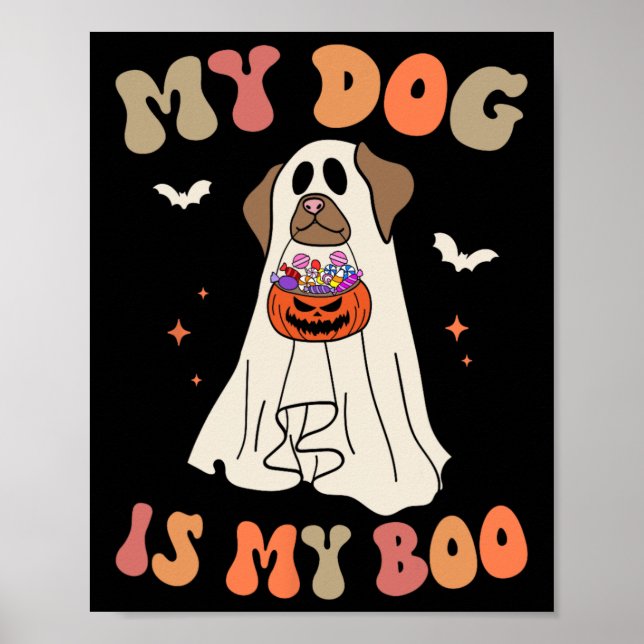 Affiche Mon Chien Est Mon Fantôme De Boo Éffrayant Amoureu (Devant)