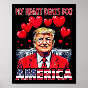 Affiche Mon cœur bat pour l'Amérique Trump Saint-Valentin 