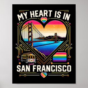 Affiche Mon cœur est à San Francisco Souvenir Golden Gate 
