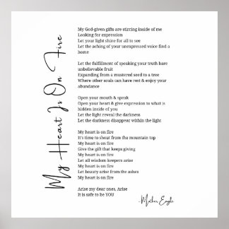 Affiche Mon coeur est en feu encouragement poème poésie po