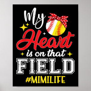 Affiche Mon Coeur Est Sur Ce Mimi De Baseball Softball De