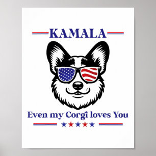 Affiche Mon Corgi aime Kamala Harris comme présidente élue