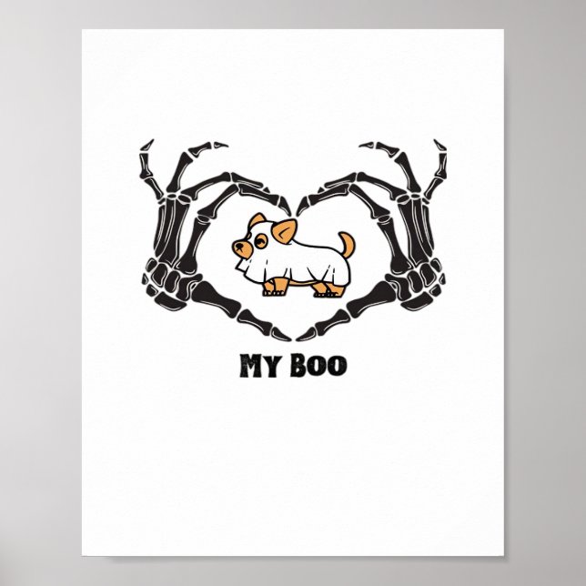 Affiche Mon Costume Boo Chihuahua Avec Mains Coeurs Squele (Devant)