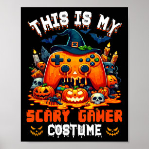 Affiche Mon costume de gamer effrayant Manette de jeu Hall