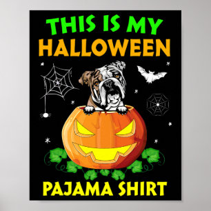Affiche Mon costume d'Halloween Pyjama anglais Bulldog Lov