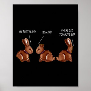 Affiche Mon Cul Fait Mal Lapin De Chocolat Funny Pâques 