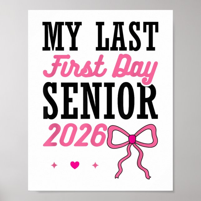 Affiche Mon Dernier Premier Jour Senior 2026 Coquette Pink (Devant)