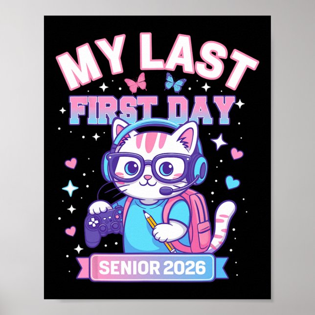 Affiche Mon dernier premier jour Senior 2026 Mignon Chat J (Devant)
