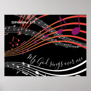 Affiche MON DIEU CHANTE SUR MOI   Zephaniah 3:17   Musique