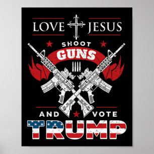 Affiche Mon Dieu. Fusillade. Et Vote du drapeau Trump 2020